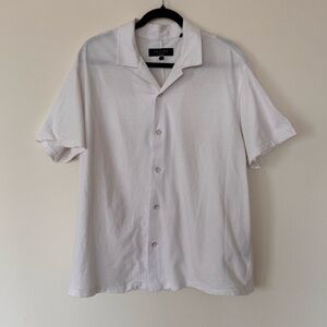 Rag & Bone Size L Men's Avery White Knit Buttondown Camp Shirt 100% Cotton